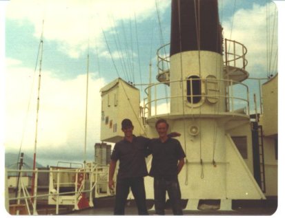 SNRM Mike Bell and RM3 Carl Koch on CG Cutter Mellon, Honolulu - April 1976