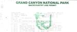 Grand Canyon Backcountry Permit Front Side - August, 1992