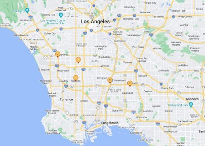 Map of former Big DoNut locations in Los Angeles