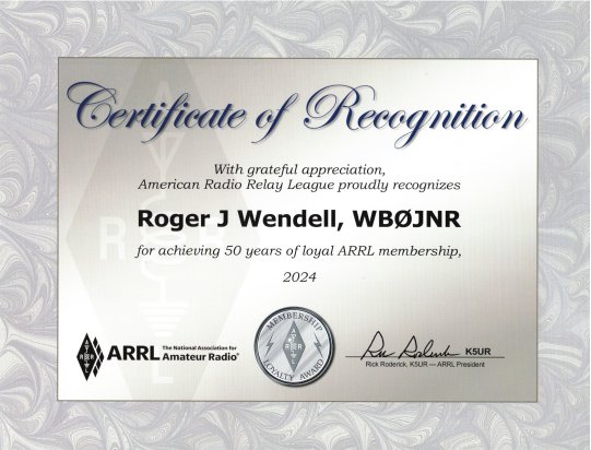 50 Years With the ARRL - Roger J. Wendell, WBØJNR