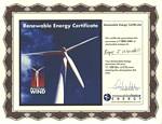 Renewable Energy Certificate for Roger J. Wendell, Sierra Club Auction - 2005