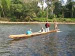 Mangetti, Graham and Shacay in Canoe - Amazonia, Ecuador January 2006