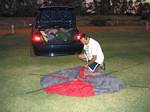 Roger Builds the Tent in Australia - November, 2005