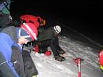 Putting our Crampons On at around 17,000 feet - Cotopaxi, Ecuador, January 2006