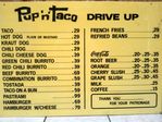 Pomona Pup 'N Taco Menu by Mark L. Hernandez circa 1975