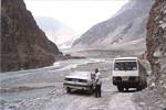 Roger J. Wendell on the Karakoram Highway between Kashgar and Lake Karakul, China - 2001